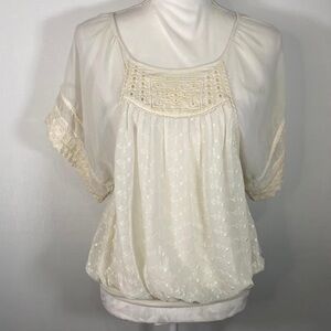 Free People Sheer Embroidered Boho Shabby Chic